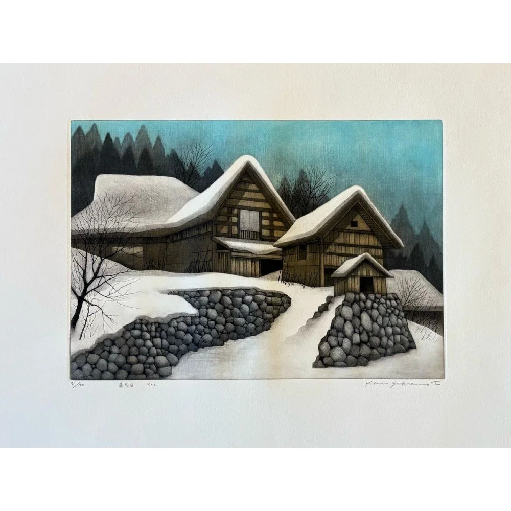 坂本好一　銅版画（メゾチント） 楽天市場】坂本好一 「雪想い」 銅版画 : 小野画廊
